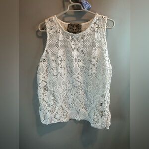 James Coviello Martigues Tank Top Womens Medium Anthropologie White Crochet Knit